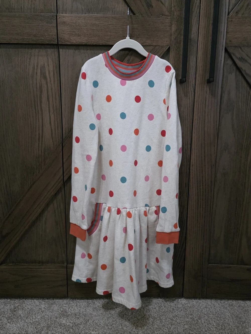 Mini Boden Polka Dot Sweatshirt Dress